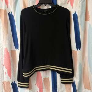 Generation Love Black Pullover Sweater with Gold Shimmer Trim Size Medium
